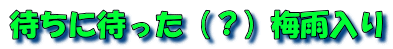 待ちに待った（？）梅雨入り